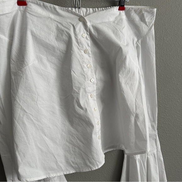 NWT Free People White Off Shoulder Flare Sleeve Button Down Top Small - Picture 2 of 16